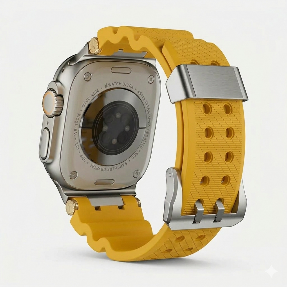 Yellow Luxury Veltrix Silicone Straps By Shopyholy Compatible For Apple Watch