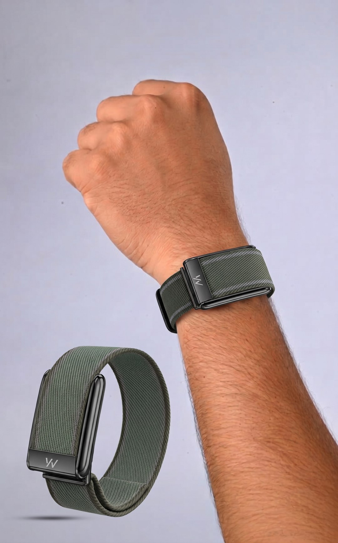 Army Green B Braided Nylon Glow Edge Striped Band For Whoop 5.0 Mg Peak