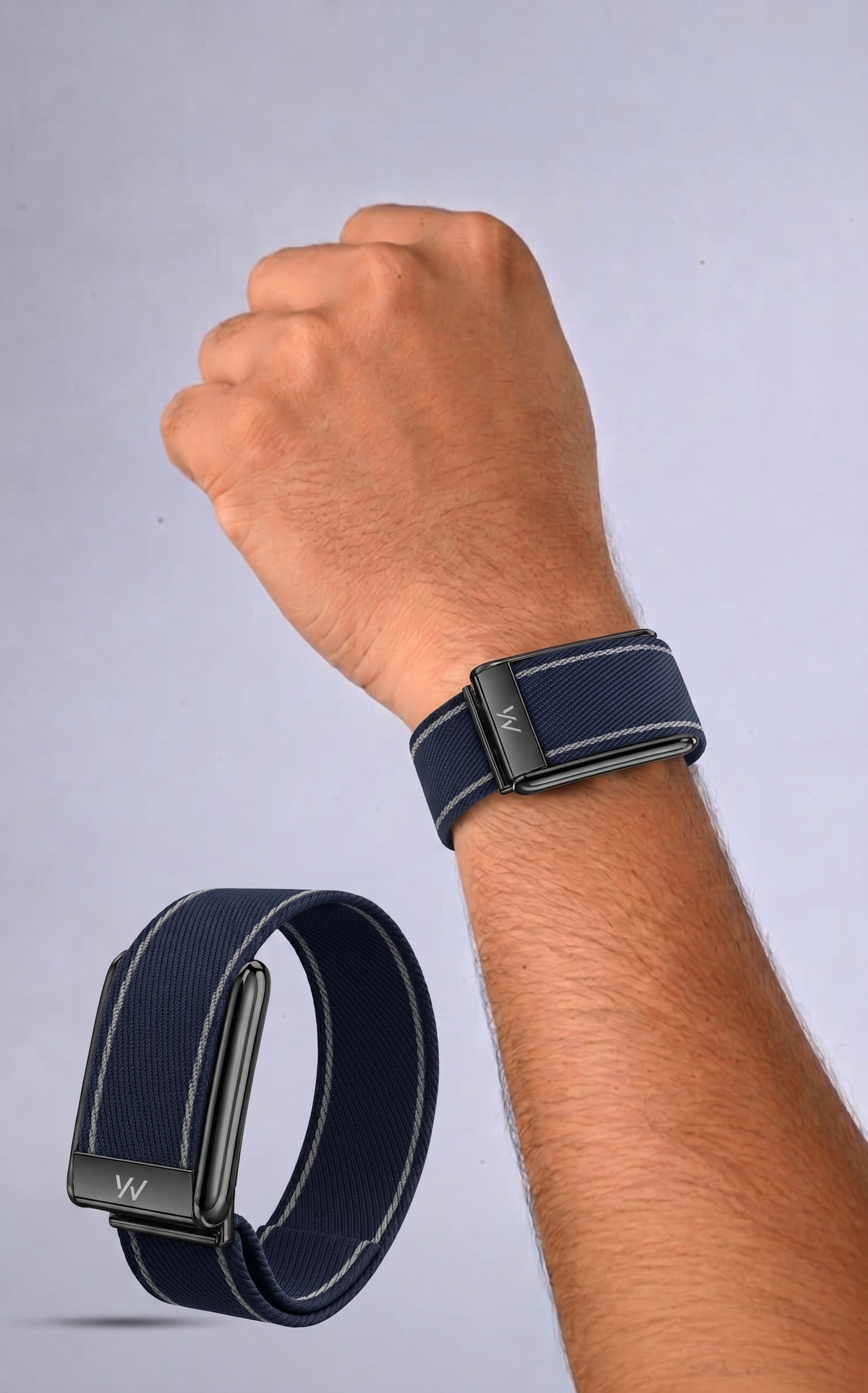Navy Blue B Braided Nylon Glow Edge Striped Band For Whoop 5.0 Mg Peak
