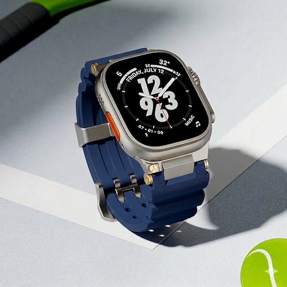 Navy Blue Luxury Veltrix Silicone Straps By Shopyholy Compatible For Apple Watch