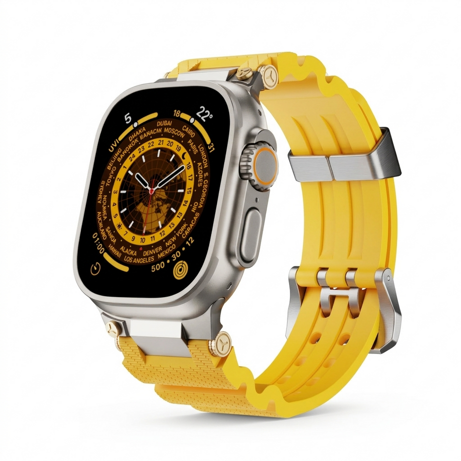 Yellow Luxury Veltrix Silicone Straps By Shopyholy Compatible For Apple Watch