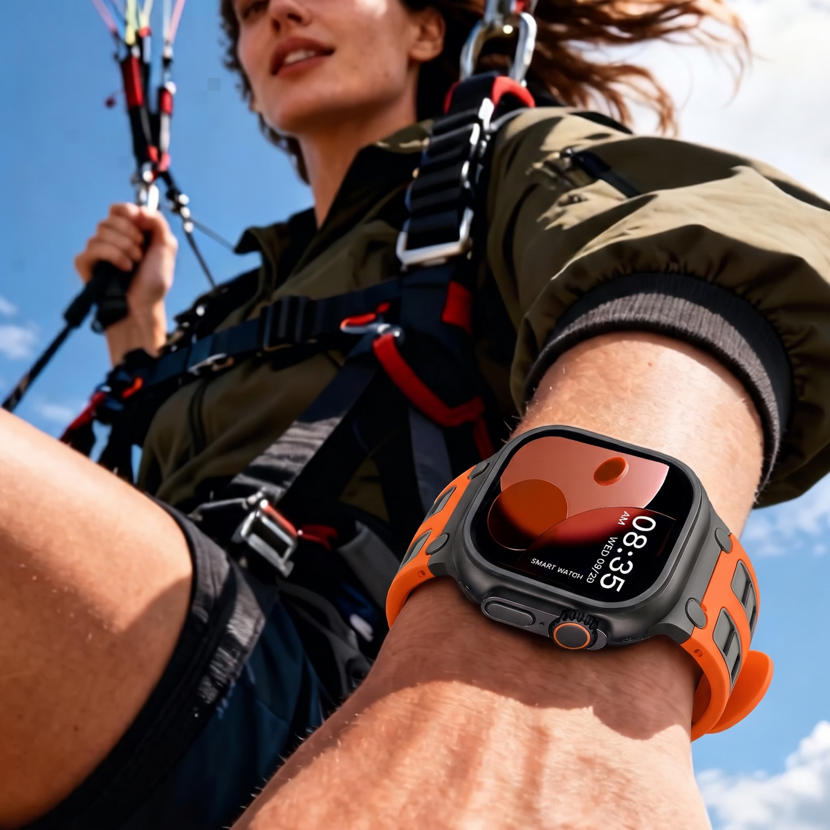 Orange Grey Ultra Tough Luxury Silicone Strap for Apple Watch Ultra & Series