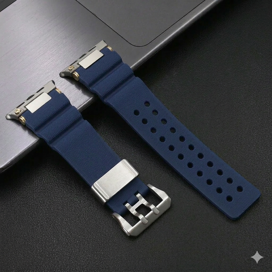 Navy Blue Luxury Veltrix Silicone Straps By Shopyholy Compatible For Apple Watch