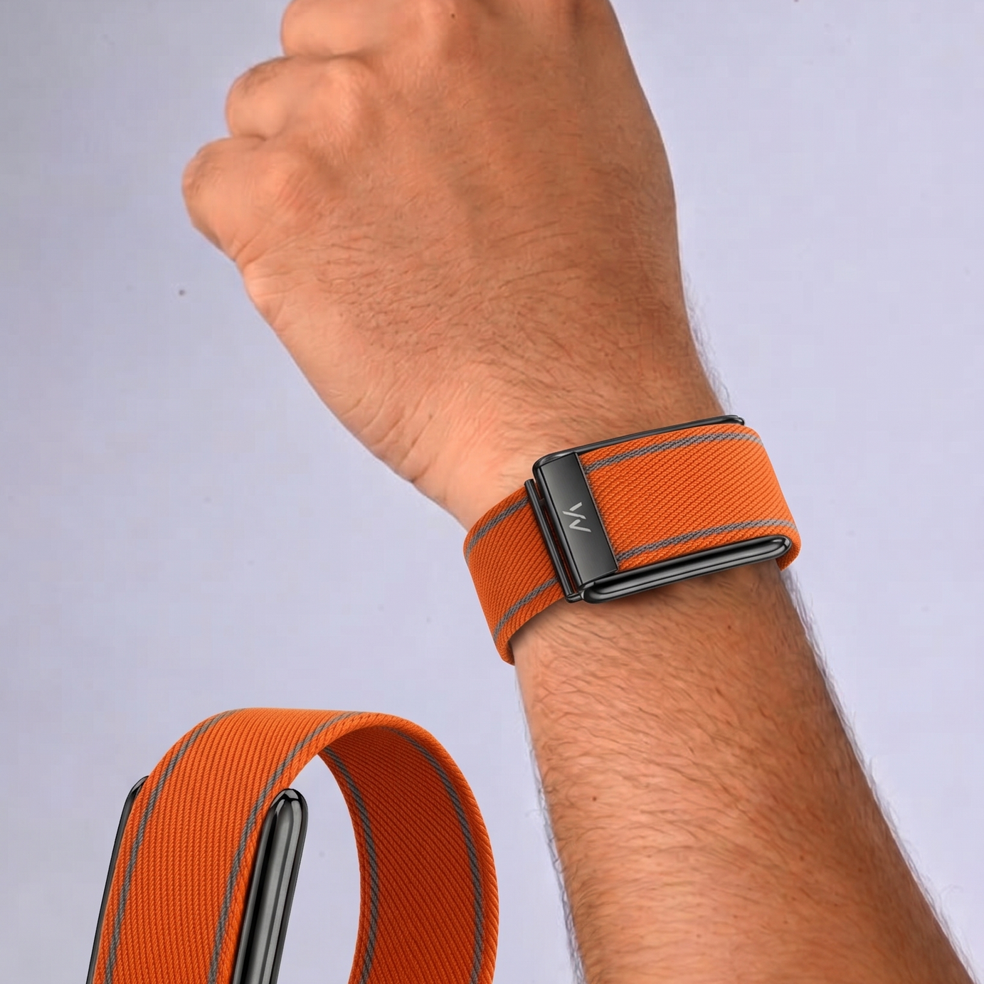 Orange B Braided Nylon Glow Edge Striped Band For Whoop 5.0 Mg Peak