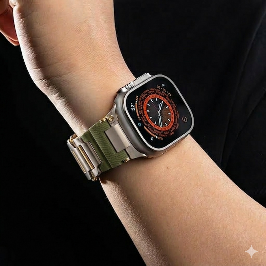 Military Green Luxury Veltrix Silicone Straps By Shopyholy Compatible For Apple Watch
