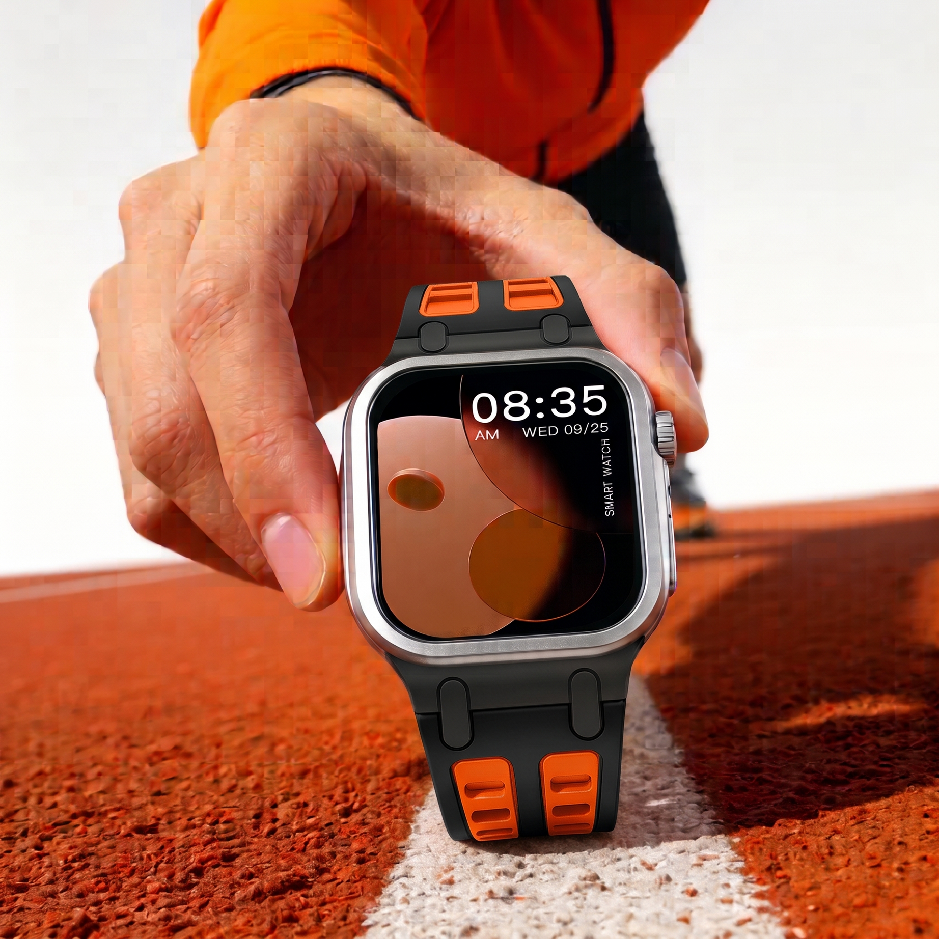 Black Orange Ultra Tough Luxury Silicone Strap for Apple Watch Ultra & Series