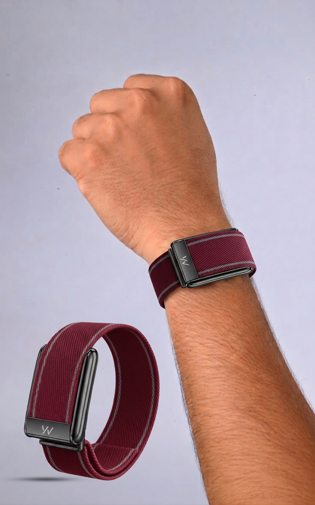 Maroon B Braided Nylon Glow Edge Striped Band For Whoop 5.0 Mg Peak