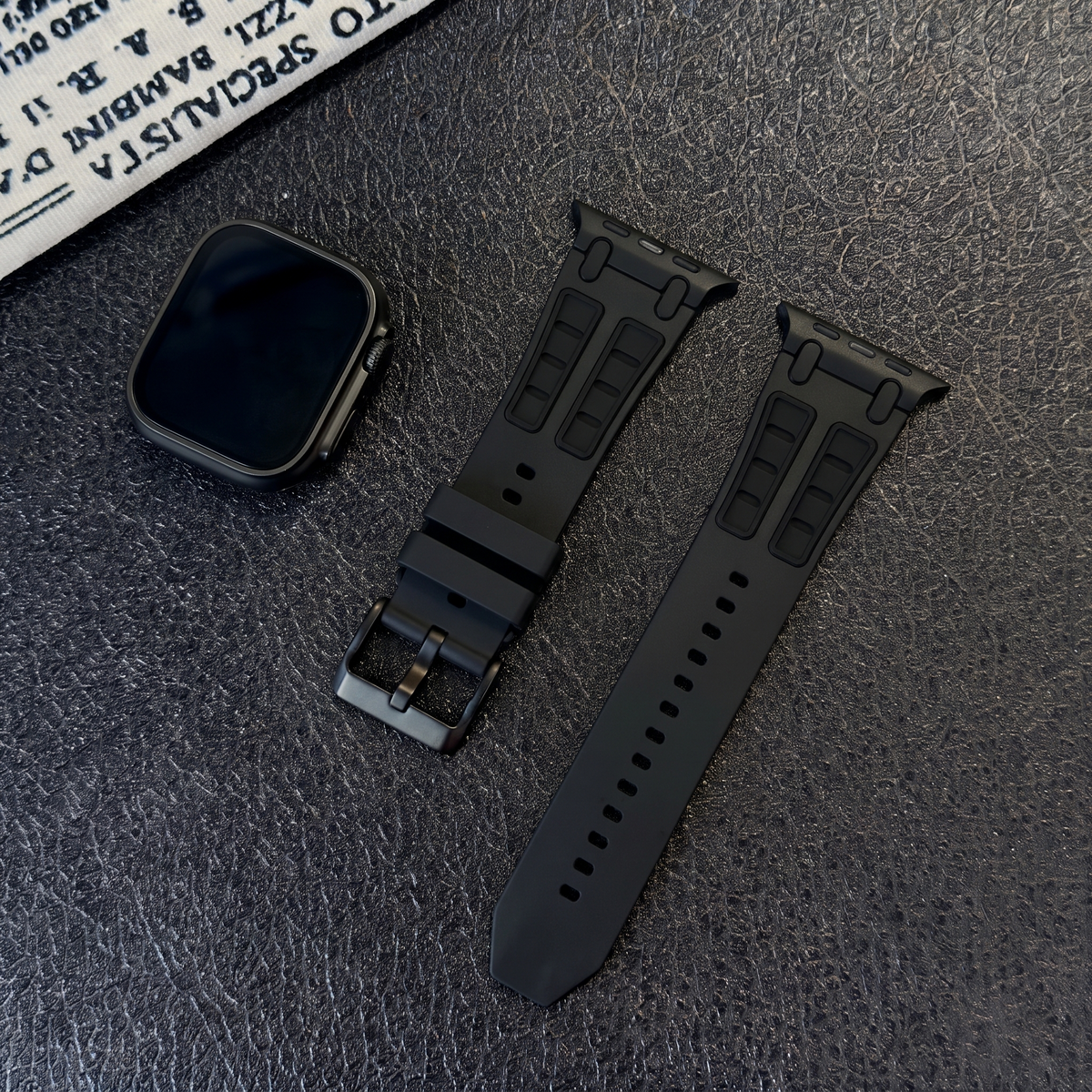 Full Black Ultra Tough Luxury Silicone Strap for Apple Watch Ultra & Series