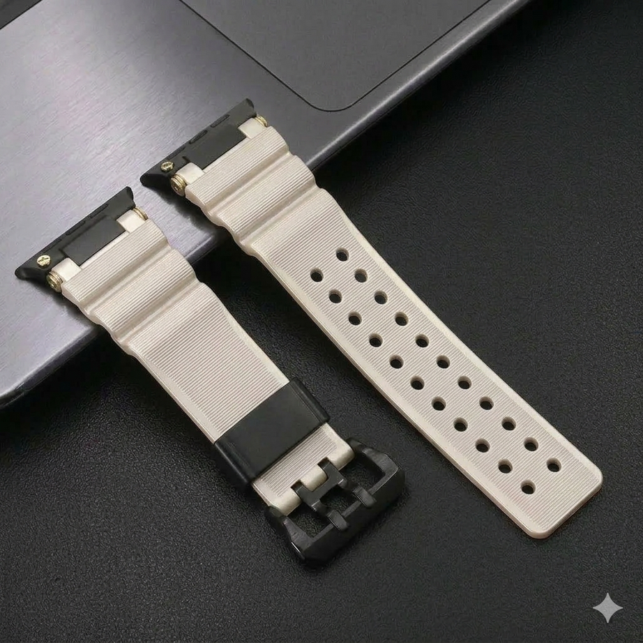 Starlight B Luxury Veltrix Silicone Straps By Shopyholy Compatible For Apple Watch