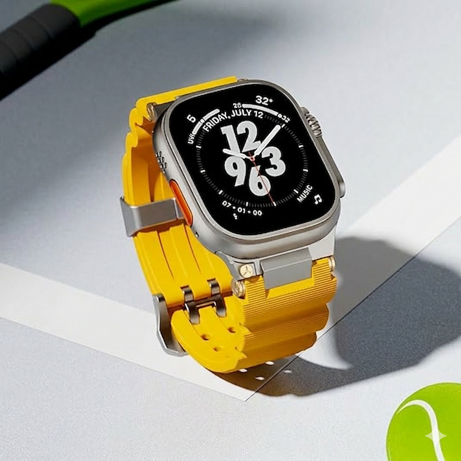 Yellow Luxury Veltrix Silicone Straps By Shopyholy Compatible For Apple Watch