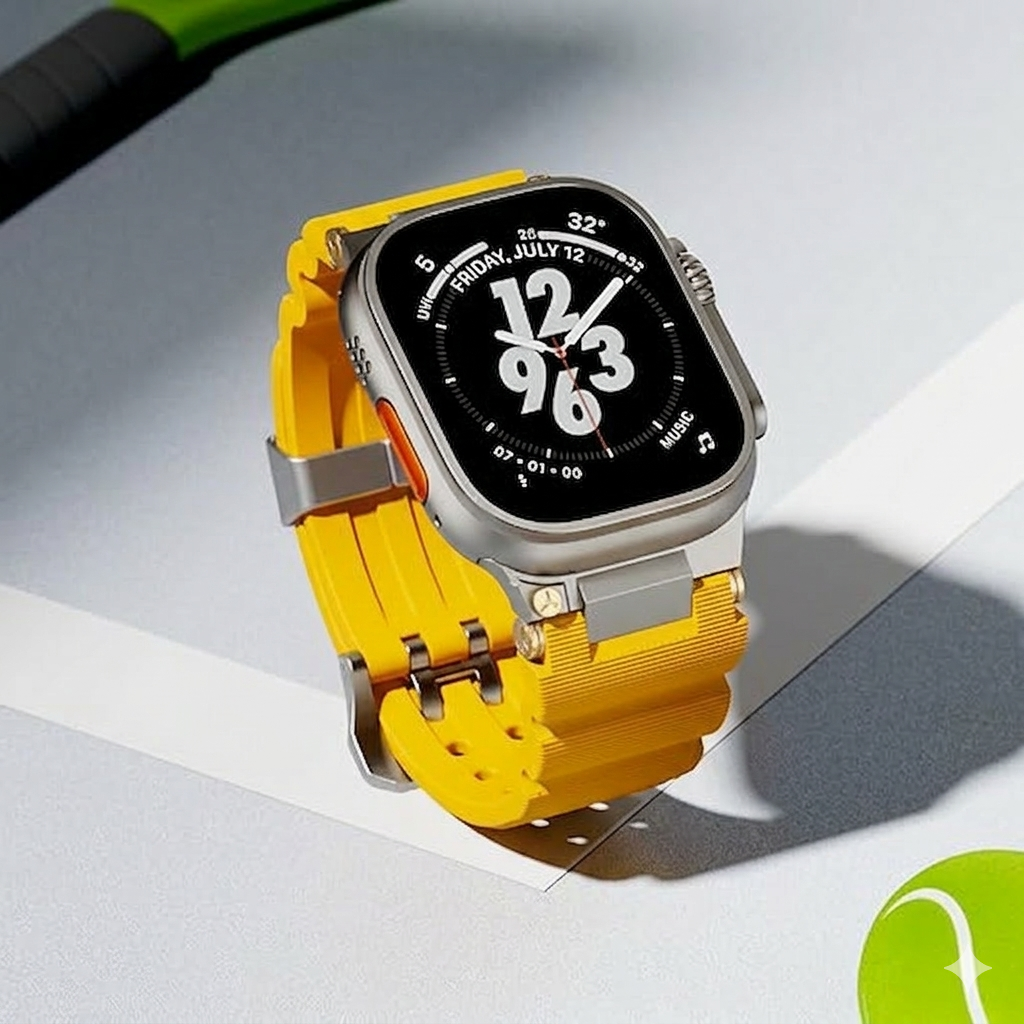 Yellow Luxury Veltrix Silicone Straps By Shopyholy Compatible For Apple Watch