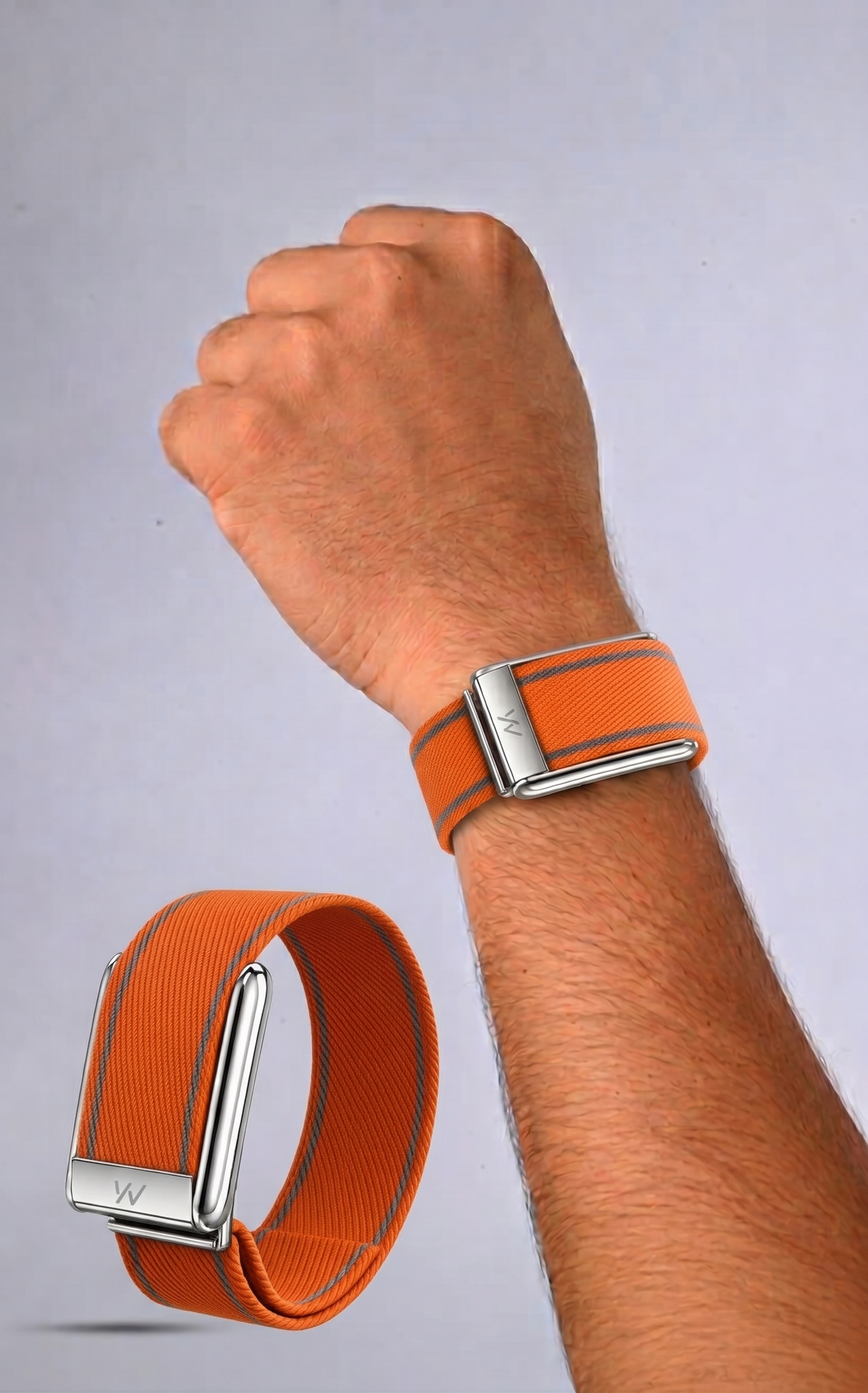 Orange Braided Nylon Glow Edge Striped Band For Whoop 5.0 Mg Peak
