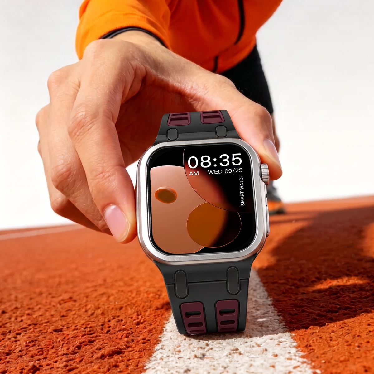 Black Maroon Ultra Tough Luxury Silicone Strap for Apple Watch Ultra & Series