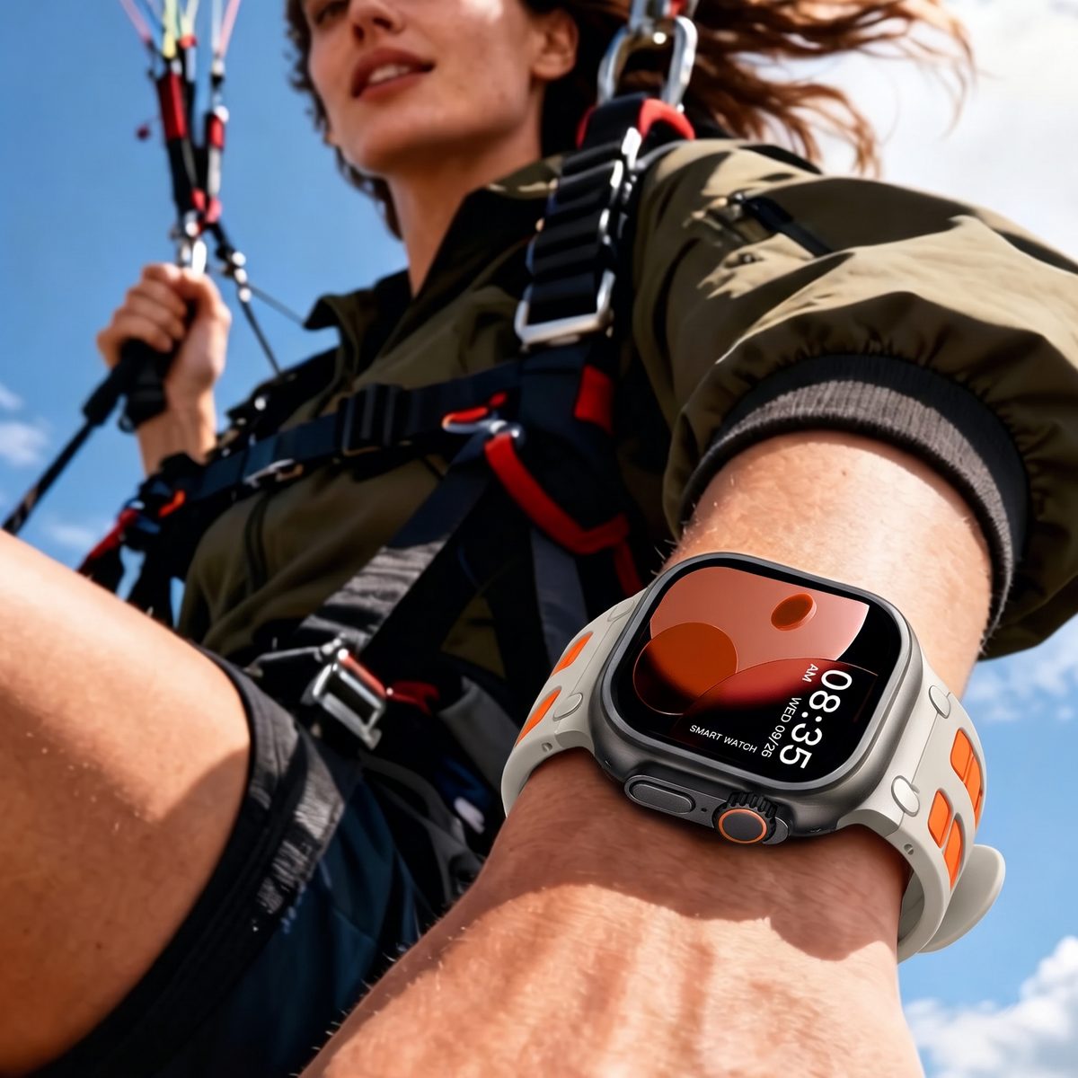 Starlight Orange Ultra Tough Luxury Silicone Strap for Apple Watch Ultra & Series