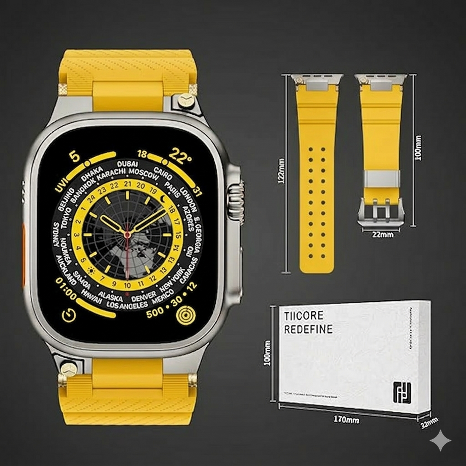 Yellow Luxury Veltrix Silicone Straps By Shopyholy Compatible For Apple Watch