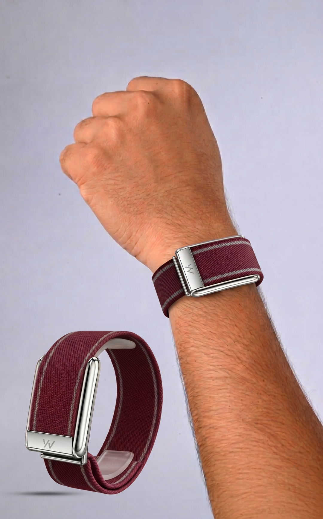 Maroon Braided Nylon Glow Edge Striped Band For Whoop 5.0 Mg Peak
