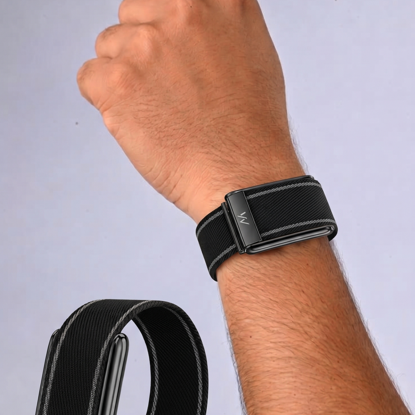 Full Black Braided Nylon Glow Edge Striped Band For Whoop 5.0 Mg Peak