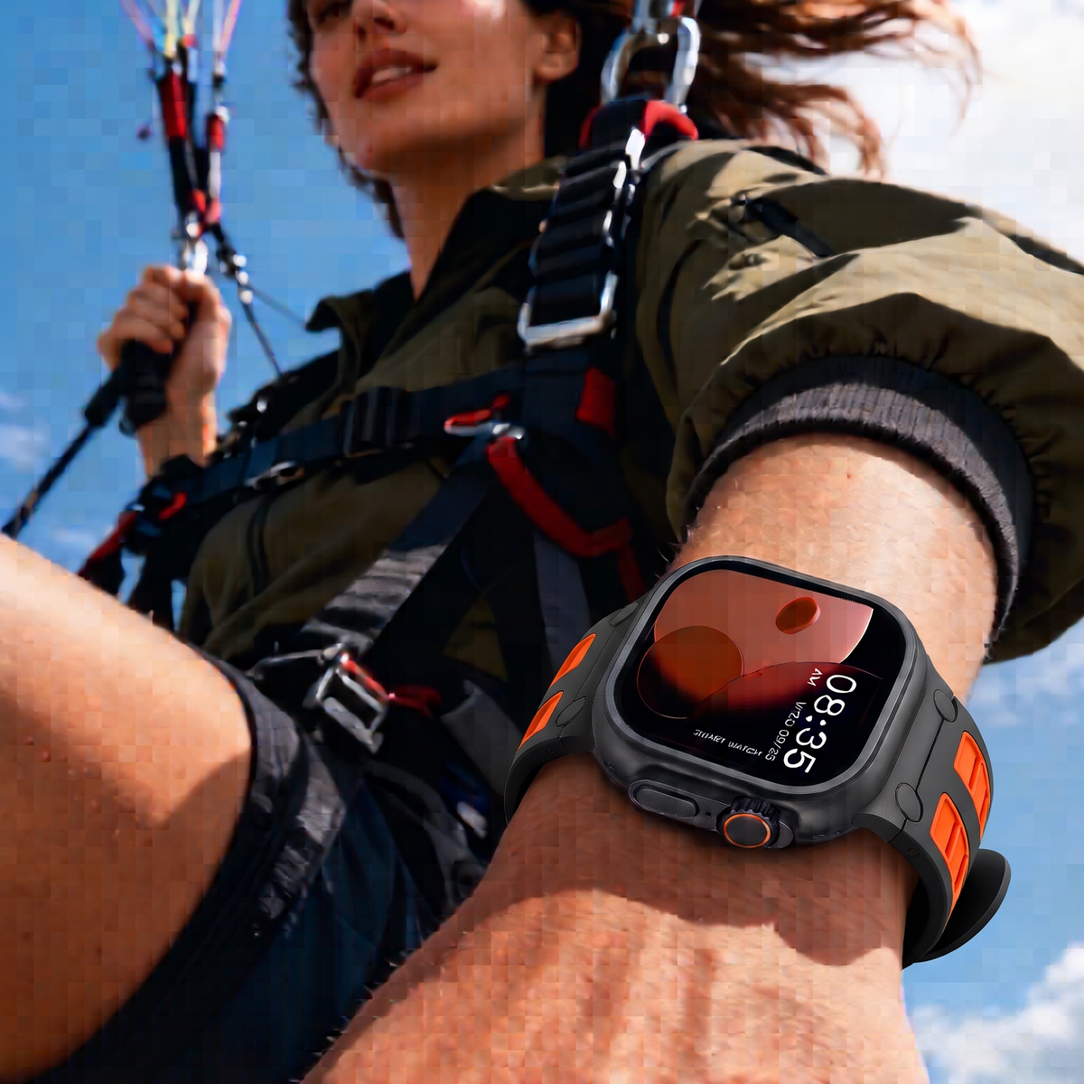 Black Orange Ultra Tough Luxury Silicone Strap for Apple Watch Ultra & Series