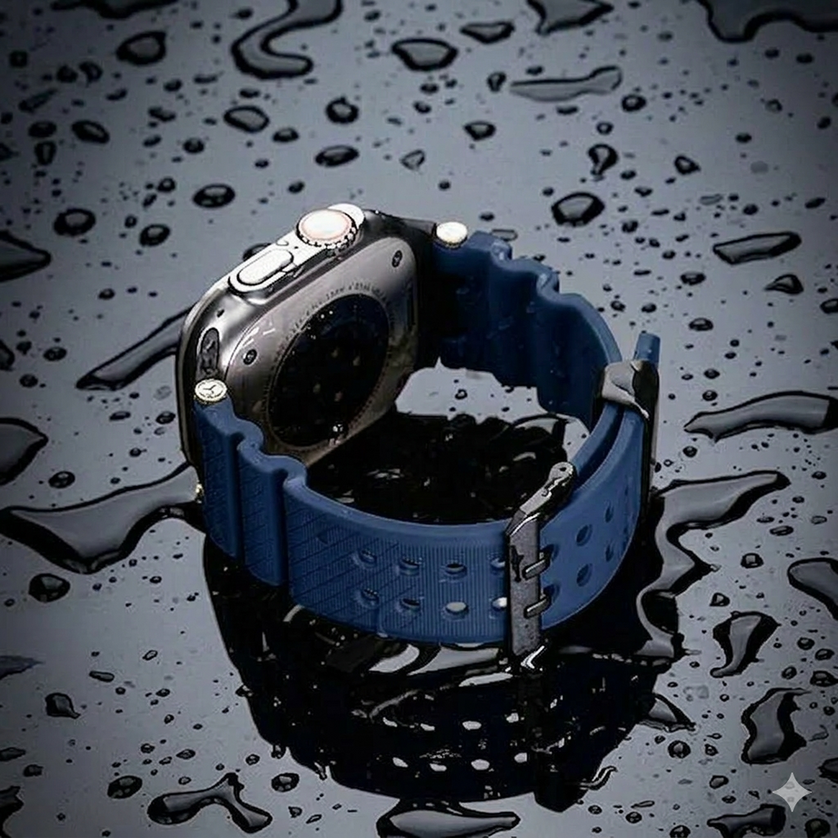 Navy Blue B Luxury Veltrix Silicone Straps By Shopyholy Compatible For Apple Watch
