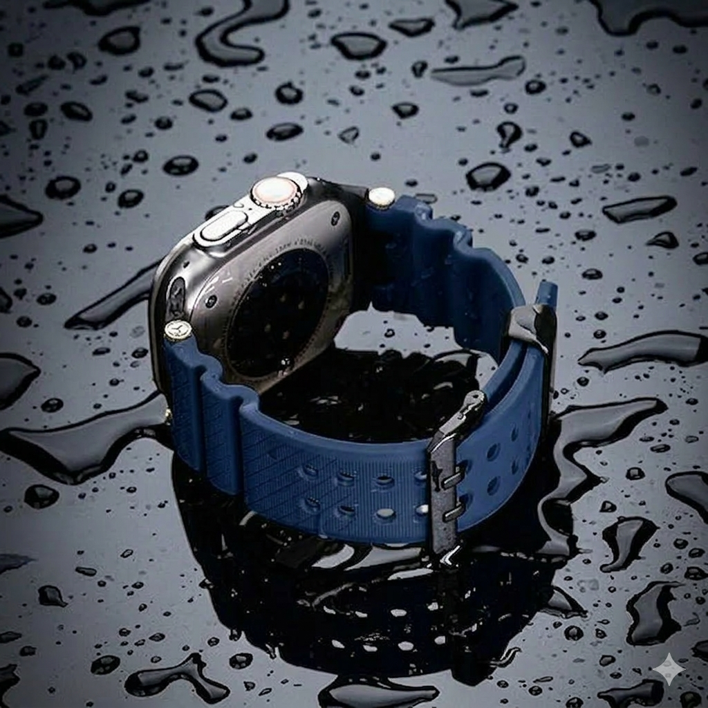 Navy Blue B Luxury Veltrix Silicone Straps By Shopyholy Compatible For Apple Watch
