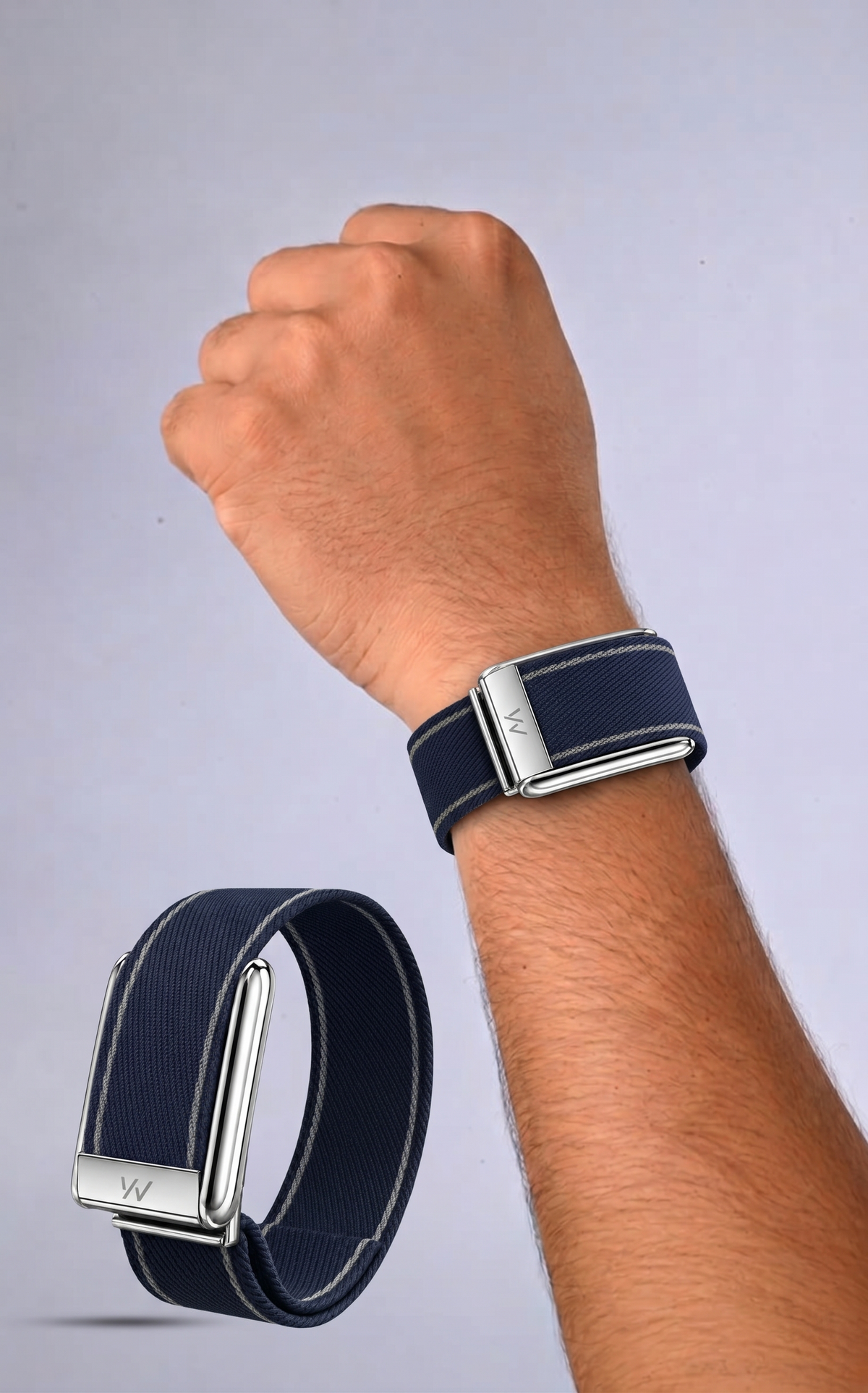 Navy Blue Braided Nylon Glow Edge Striped Band For Whoop 5.0 Mg Peak
