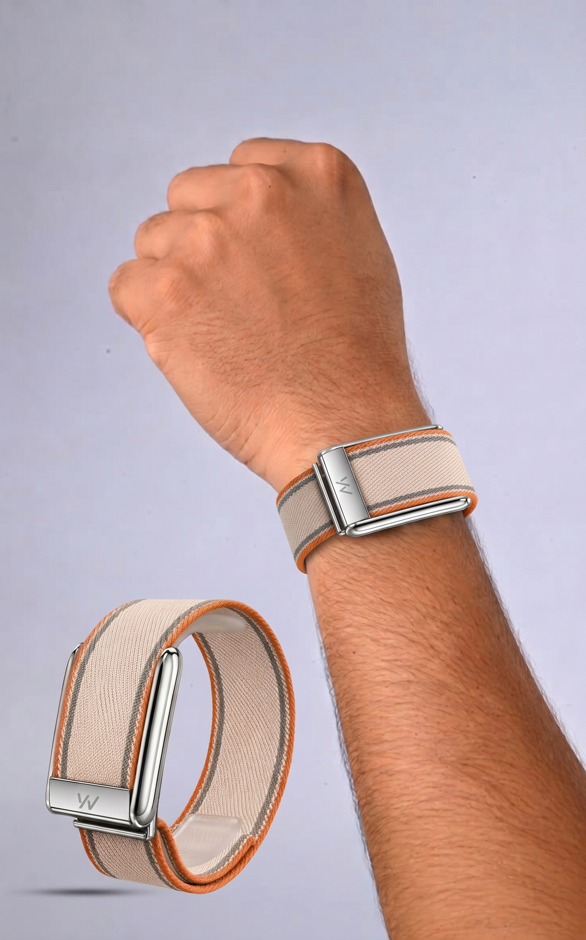 Peach Braided Nylon Glow Edge Striped Band For Whoop 5.0 Mg Peak