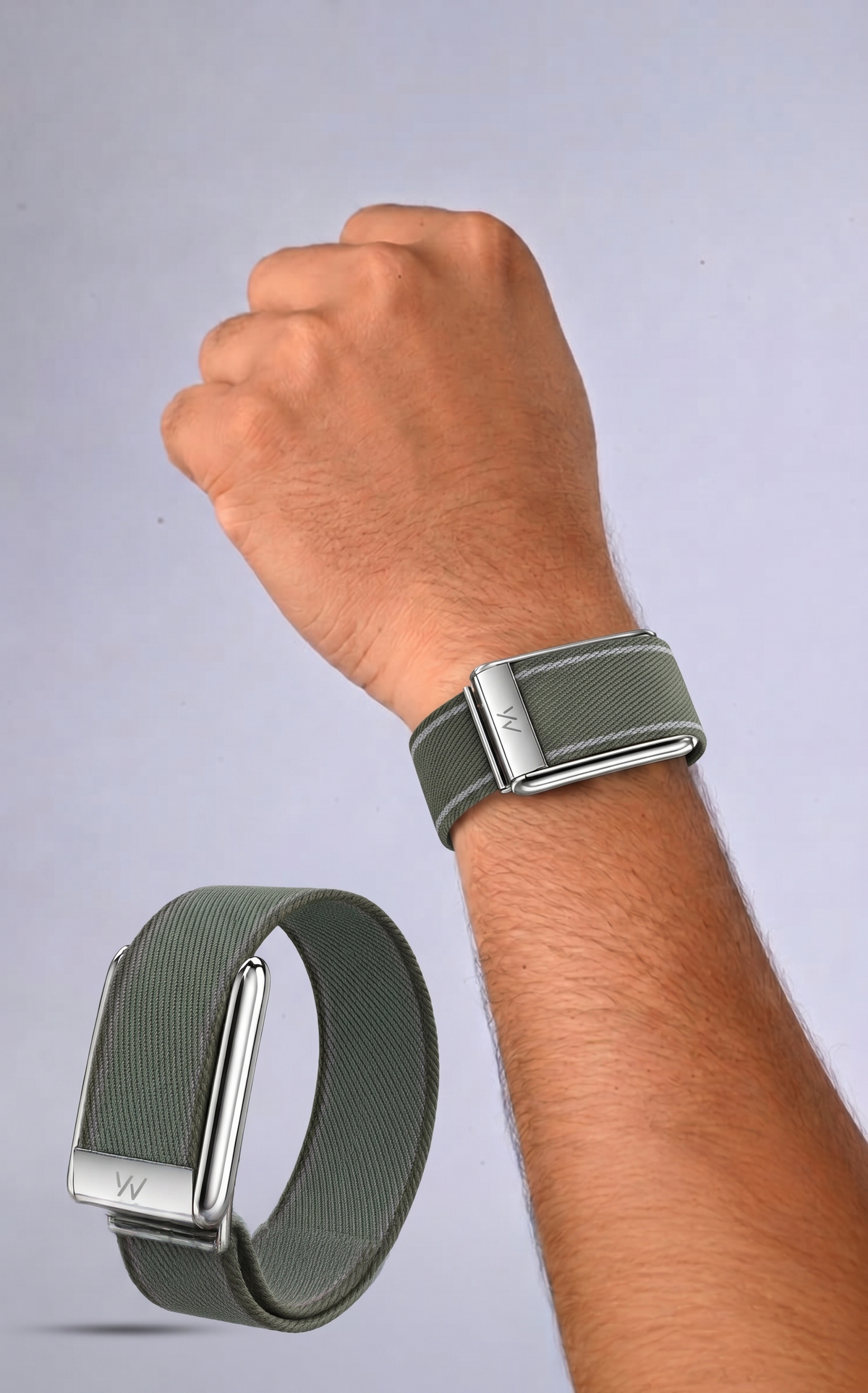Army Green Braided Nylon Glow Edge Striped Band For Whoop 5.0 Mg Peak