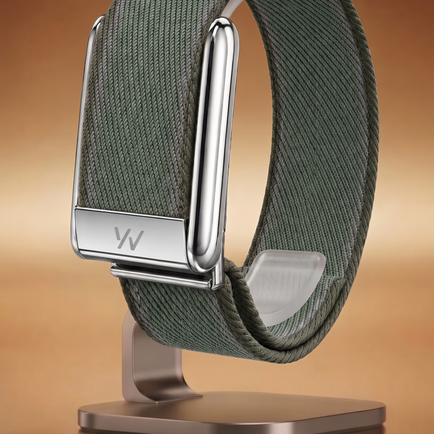 Army Green Braided Nylon Glow Edge Striped Band For Whoop 5.0 Mg Peak
