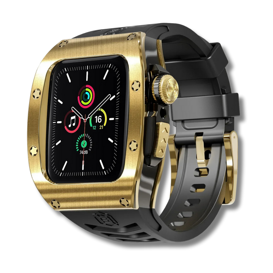 Gold Black Luxury Stainless Steel Case with Silicone Straps For iWatch