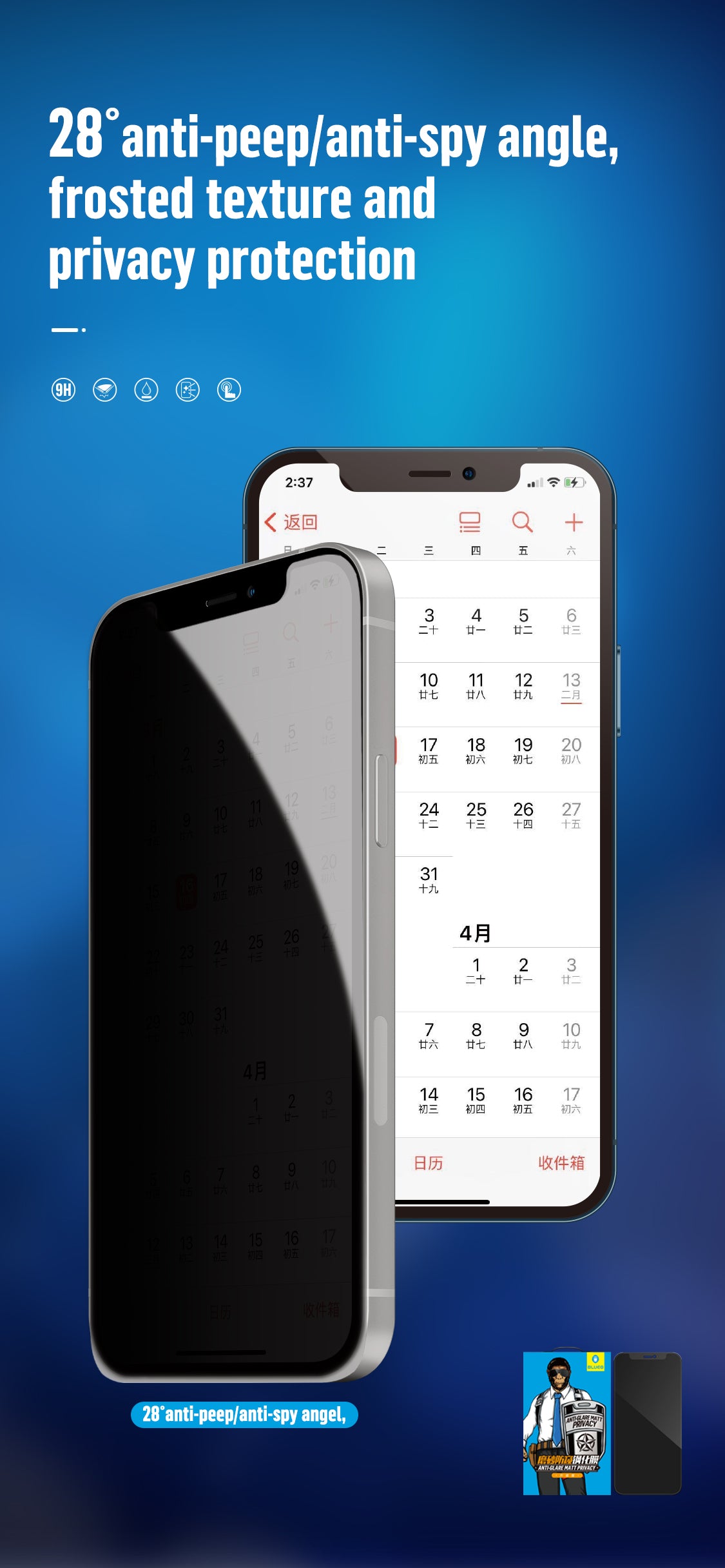 Premium Privacy Matte Series 2.5 D Tempered Glass By Shopyholy Compatible for iPhone