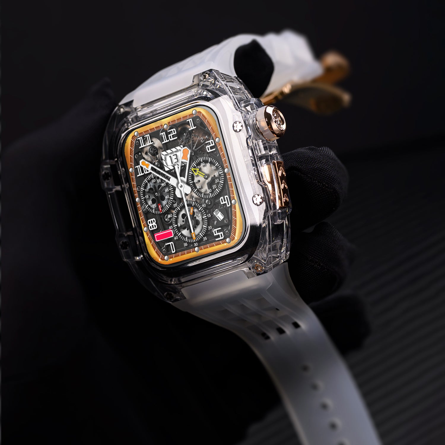 Transparent Fog Luxury Richard Transparent Case with Correa Silicone Straps For iWatch