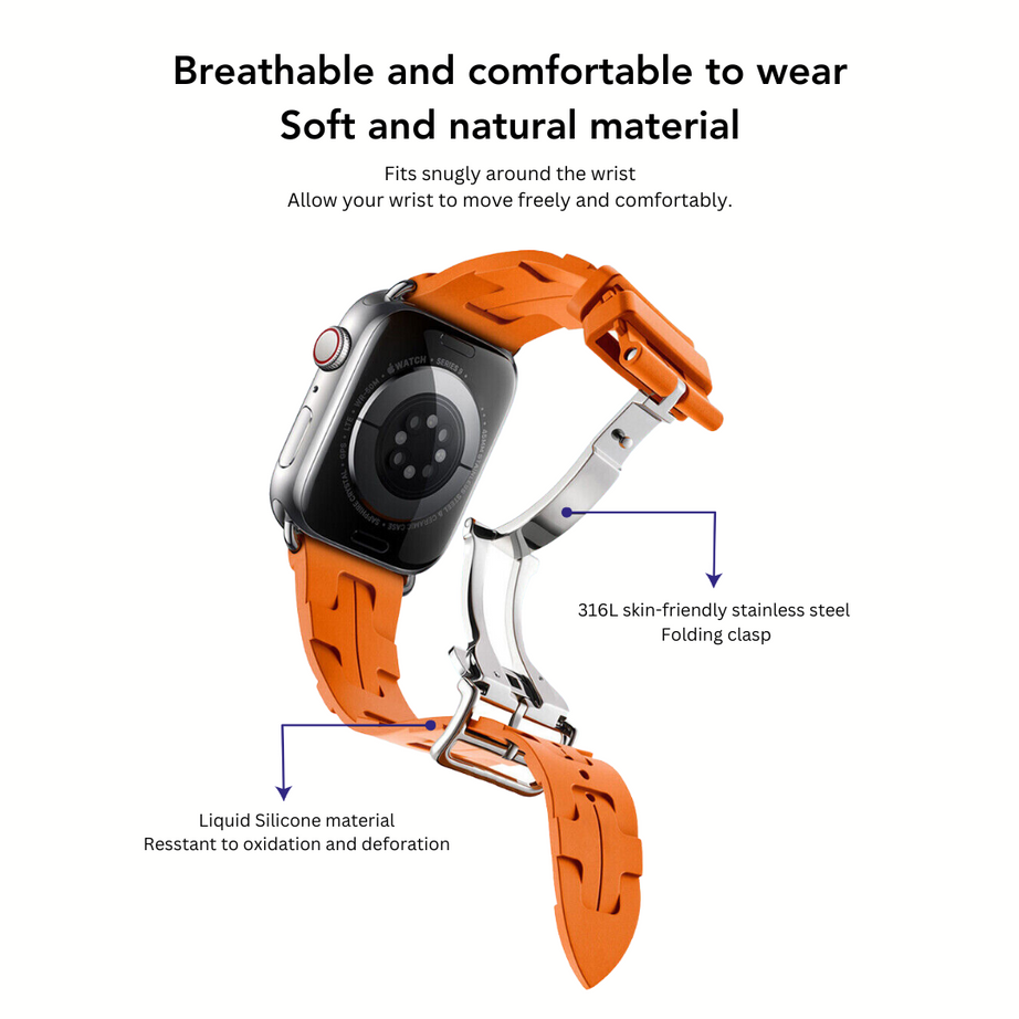 Black Premium Kilim Single Tour Silicone Strap By Shopyholy Compatible For iWatch