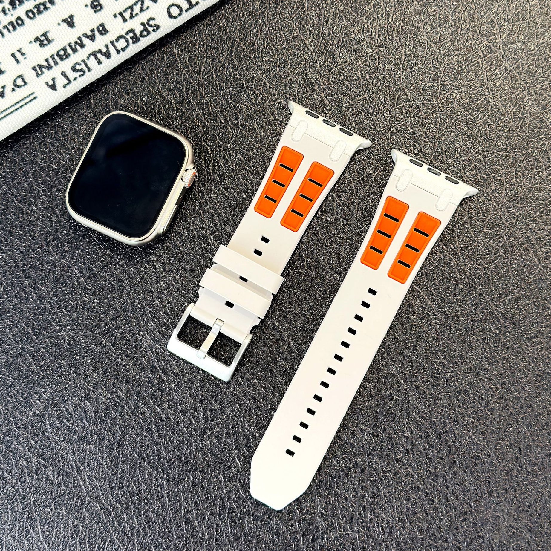 Starlight Orange Ultra Tough Luxury Silicone Strap for Apple Watch Ultra & Series