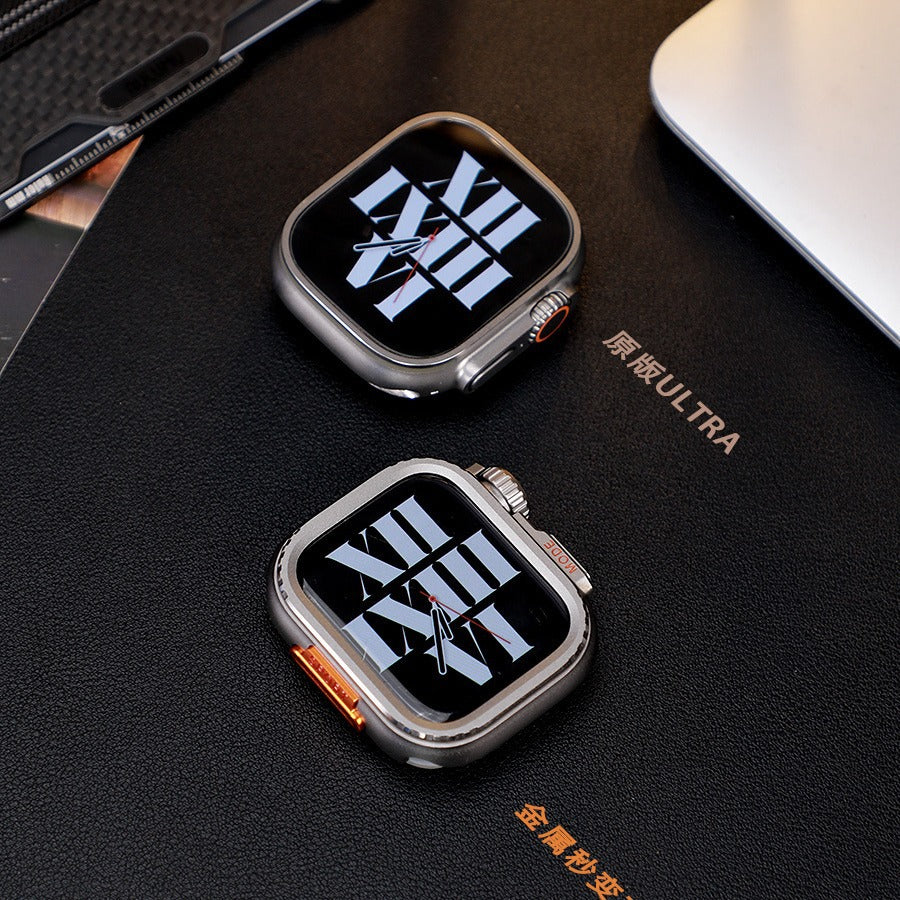 Rose Gold Luxury Change To Ultra Metal Case By Shopyholy Compatible For Apple Watch