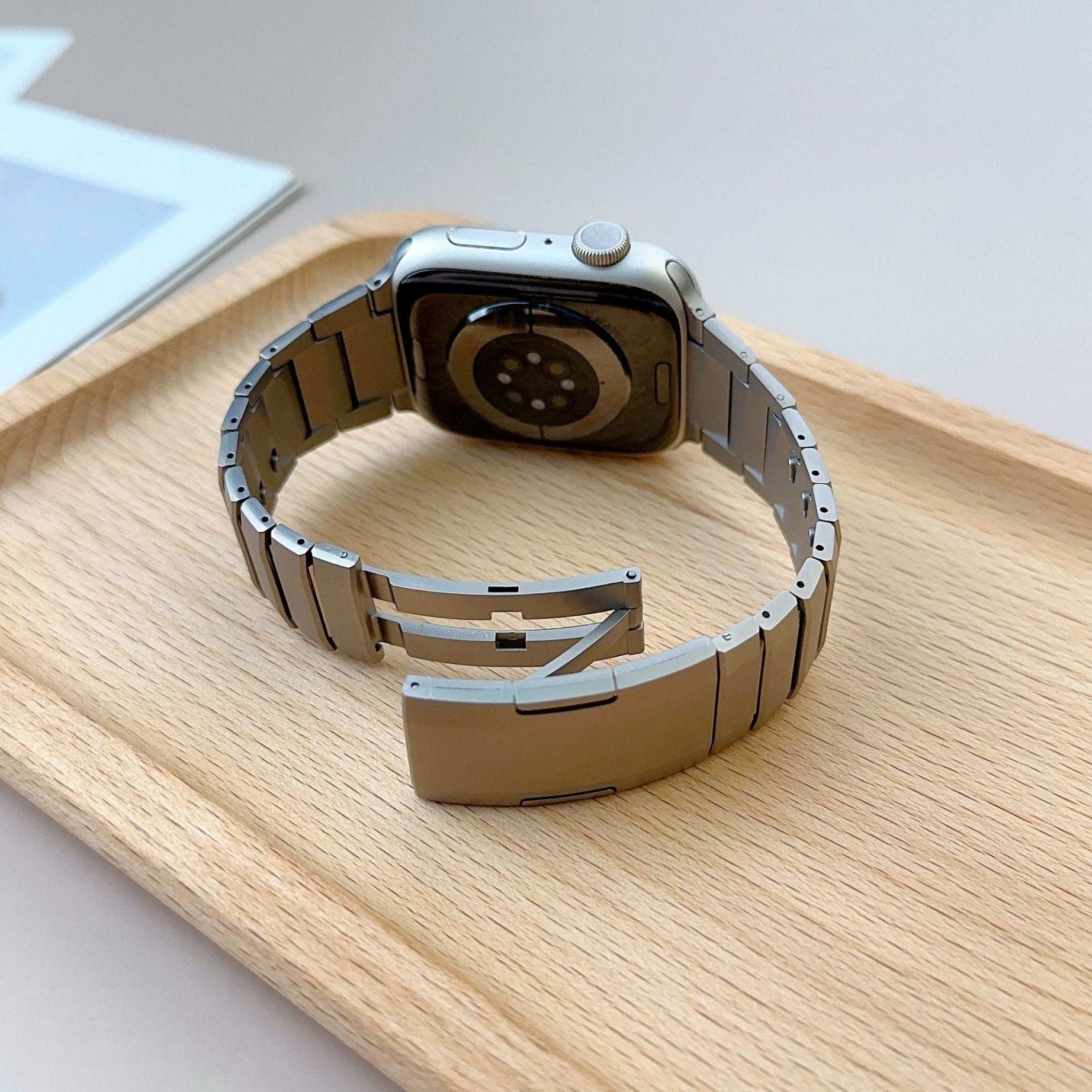Titanium Luxury Curved Sliding Steel Straps By Shopyholy Compatible For Apple Watch