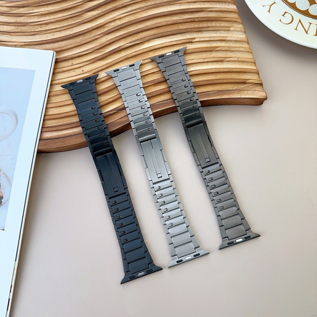 Titanium Luxury Curved Sliding Steel Straps By Shopyholy Compatible For Apple Watch
