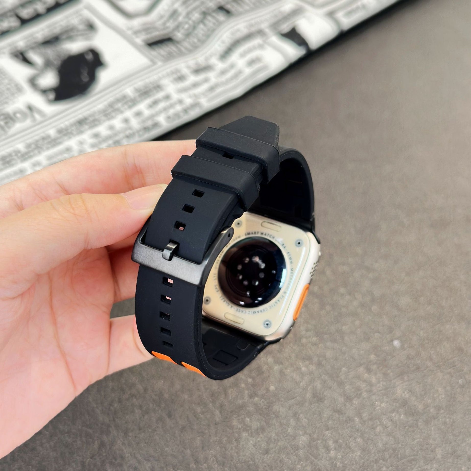 Black Orange Ultra Tough Luxury Silicone Strap for Apple Watch Ultra & Series
