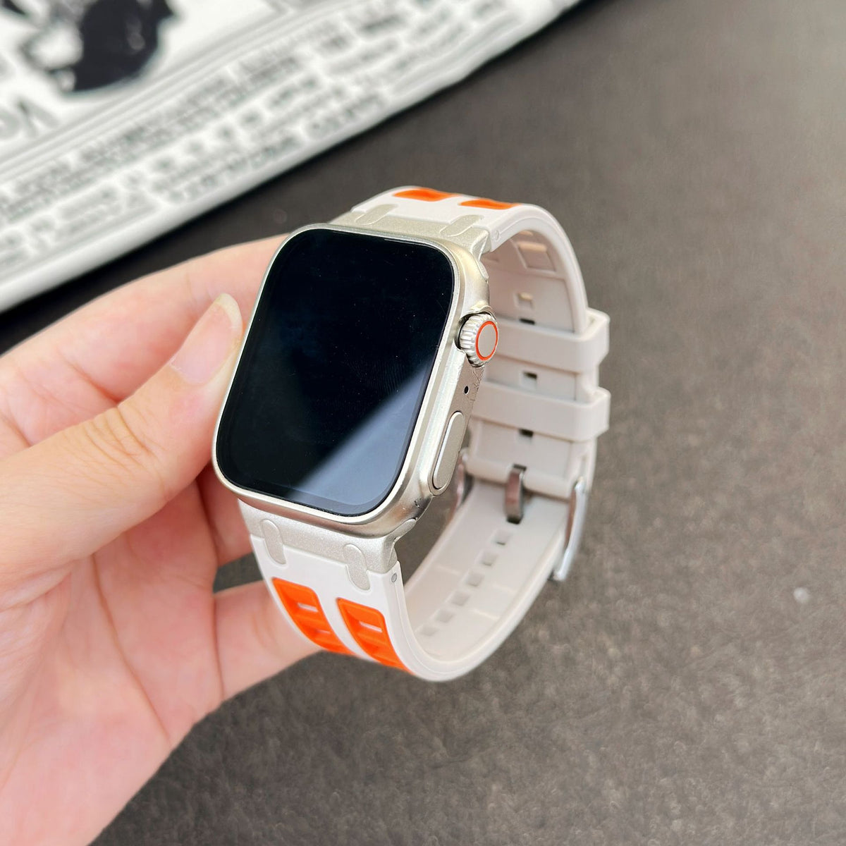 Starlight Orange Ultra Tough Luxury Silicone Strap for Apple Watch Ultra & Series