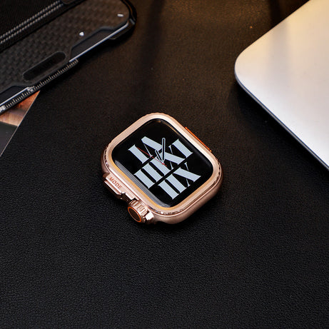 Rose Gold Luxury Change To Ultra Metal Case By Shopyholy Compatible For Apple Watch