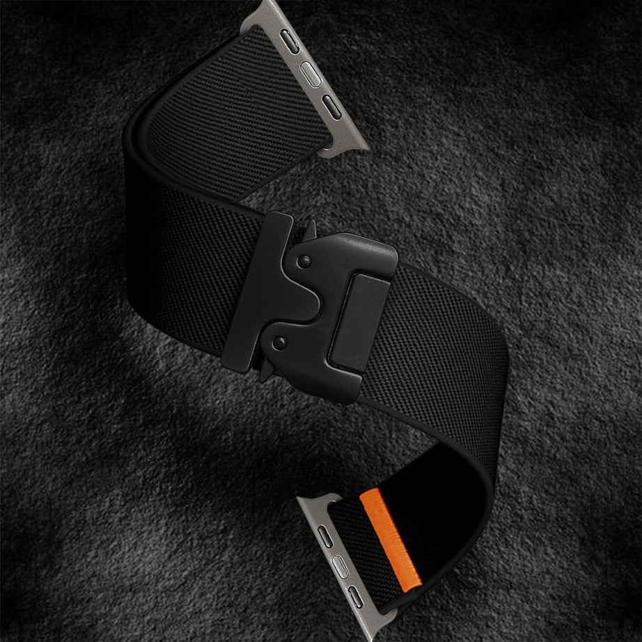 Black Premium Nylon Paracode Sports Bands By Shopyholy Compatible For Apple Watch