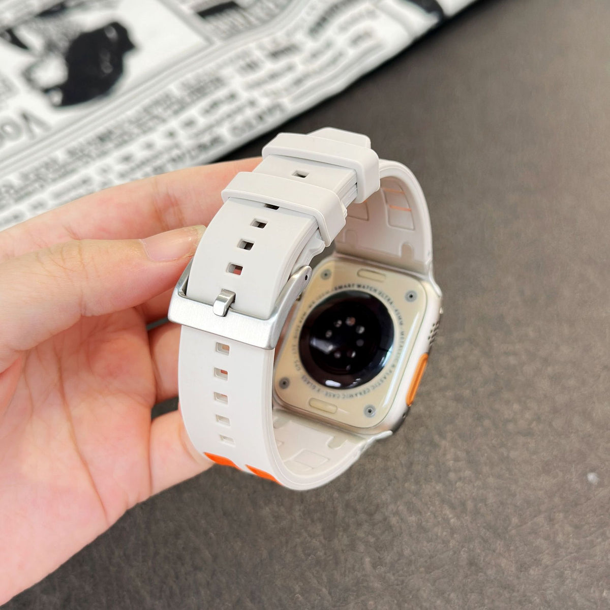 Starlight Orange Ultra Tough Luxury Silicone Strap for Apple Watch Ultra & Series