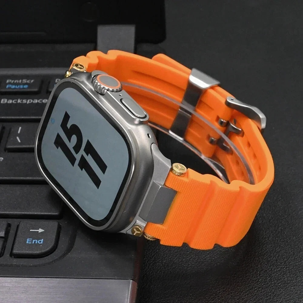 Orange Luxury Veltrix Silicone Straps By Shopyholy Compatible For Apple Watch