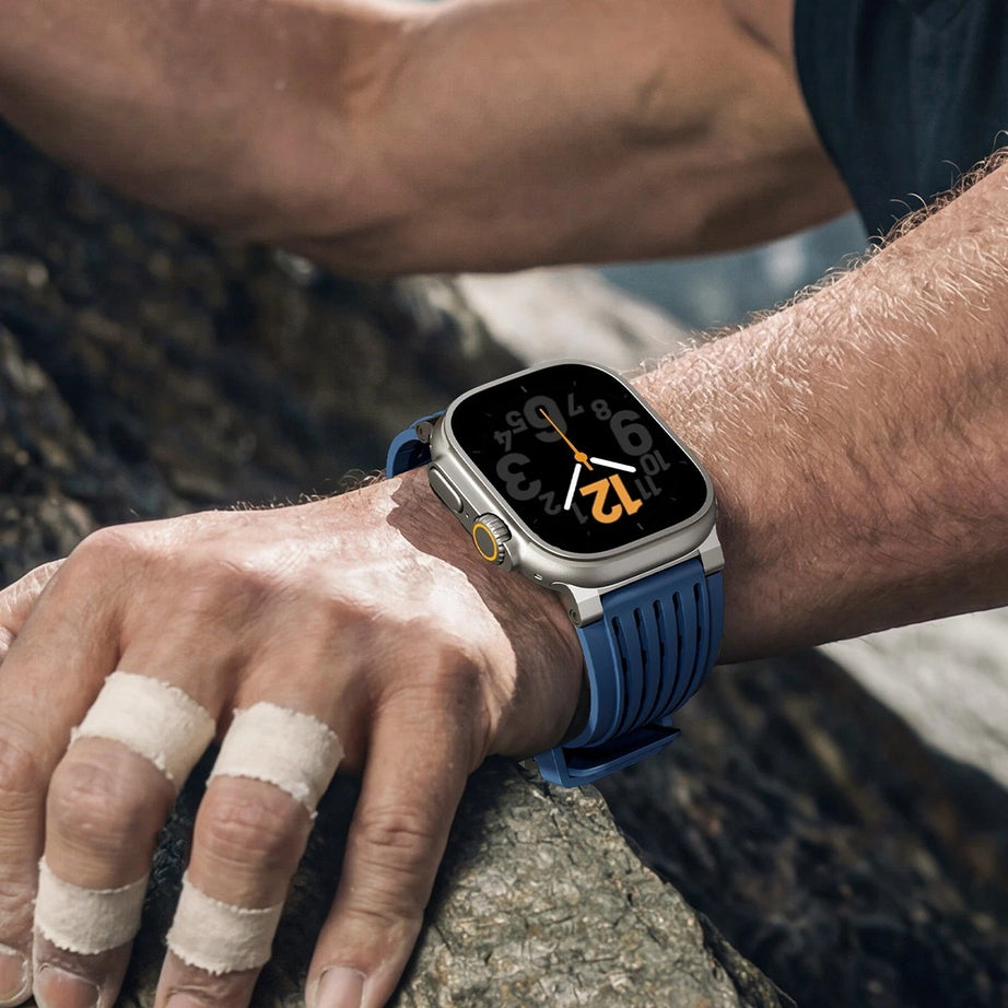 Navy Blue Luxury Ultra Wide Ventilated Sports Bands By Shopyholy Compatible For Apple Watch