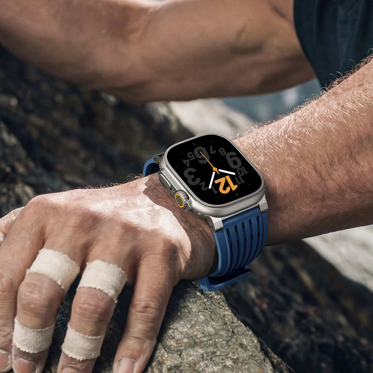 Navy Blue Luxury Ultra Wide Ventilated Sports Bands By Shopyholy Compatible For Apple Watch