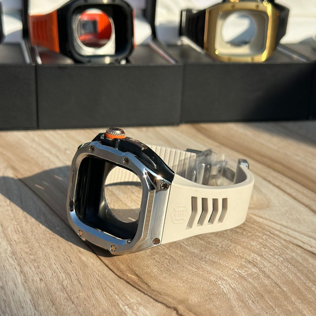 49MM Silver Star Rose Gold Luxury Concept Art Modification Kit For iWatch Ultra 1/2