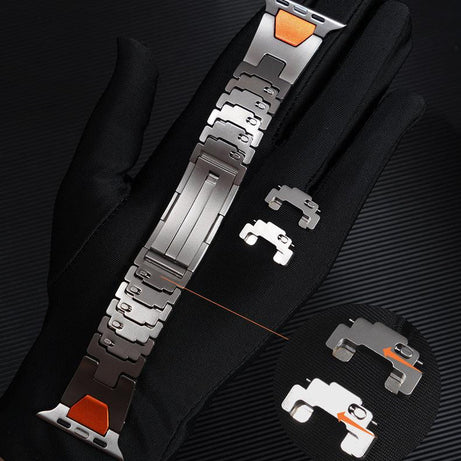 Titanium Orange Luxury Quilk Release Band By Shopyholy Compatible For Appe Watch