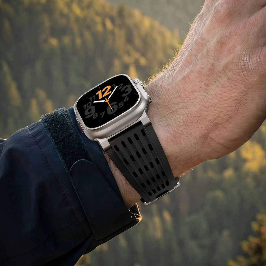 Black Luxury Ultra Wide Ventilated Sports Bands By Shopyholy Compatible For Apple Watch