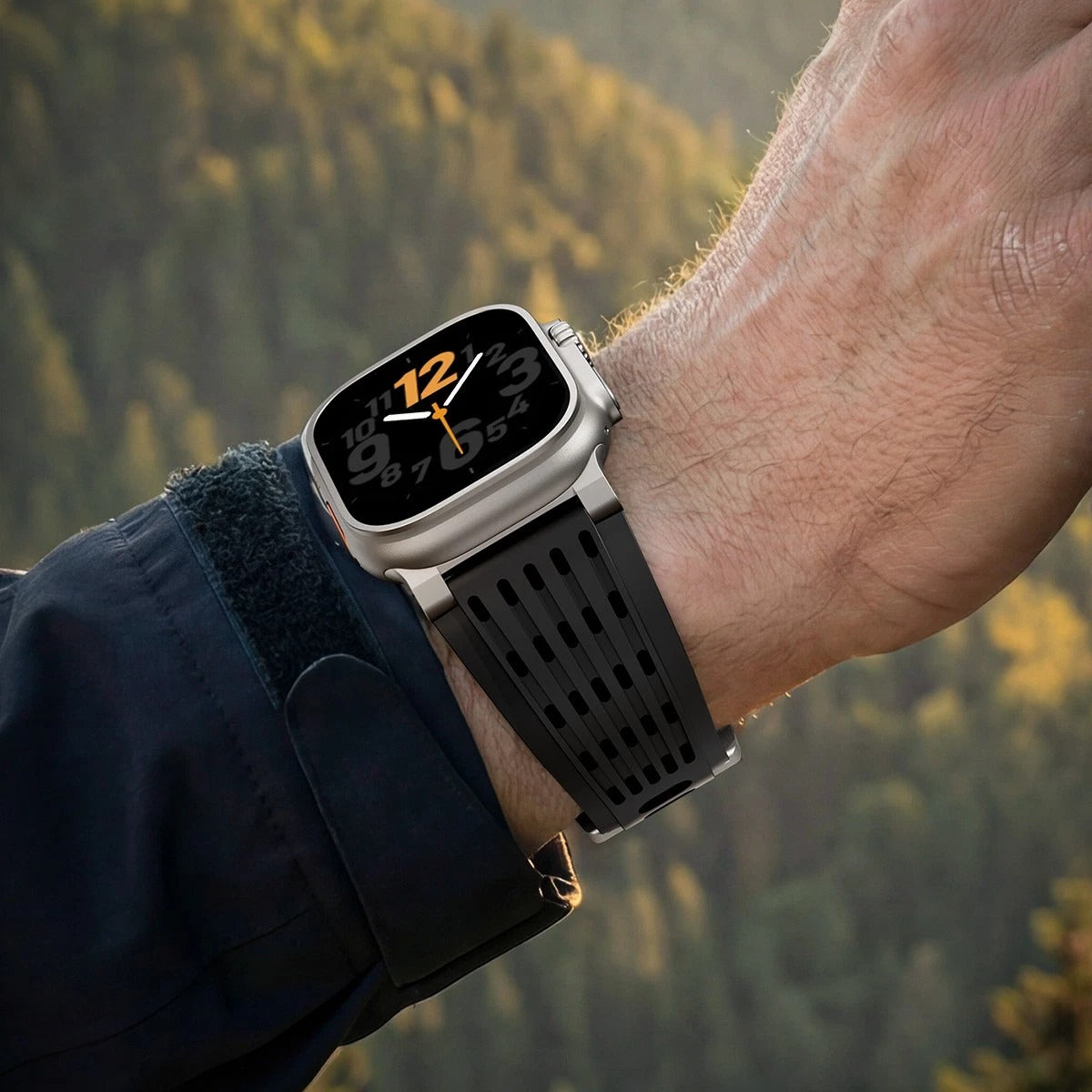 Black Luxury Ultra Wide Ventilated Sports Bands By Shopyholy Compatible For Apple Watch