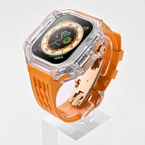 49MM Orange Transparent Fog Luxury Glacier Case With Transparent Straps For iWatch Ultra