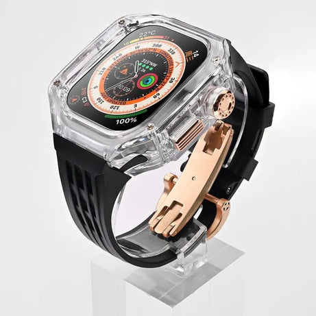 49MM Black Transparent Luxury Glacier Case With Transparent Straps For iWatch Ultra